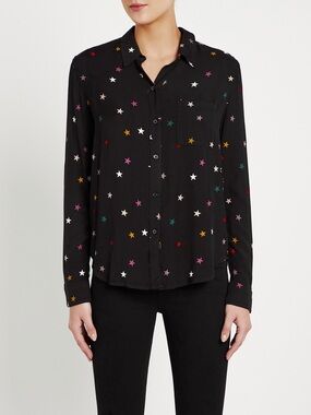 Rails Black Star Print Button-Down Shirt